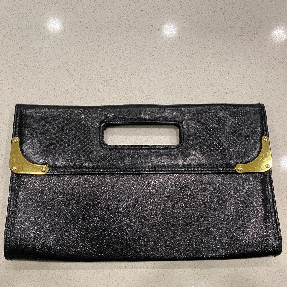 Stunning Black Leather Dorothy Perkins Clutch
